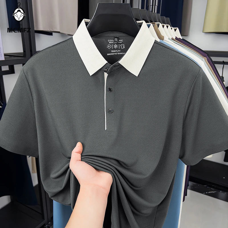 Polo Shirt for Men Short Sleeve Contrast Collar Design Soft Comfortable Fabric for Office and Casual