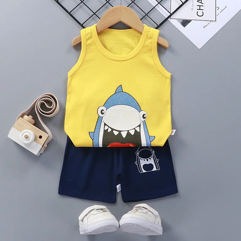 Children Sets Kids Clothes Boys Girls Vest Suit Summer Children&