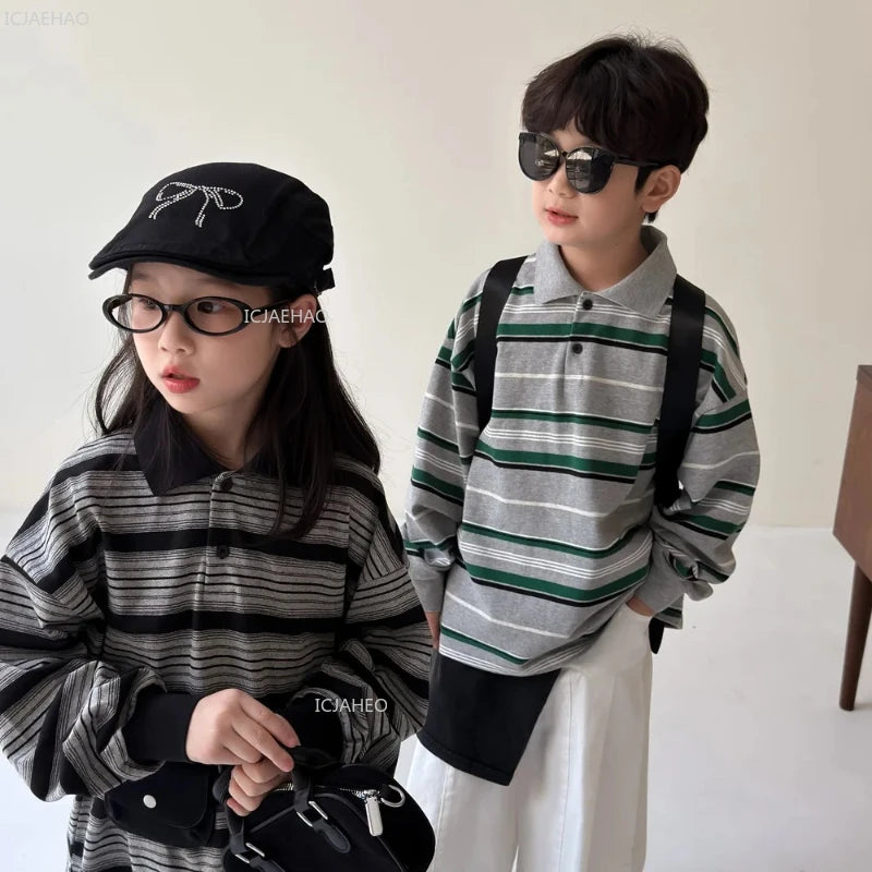 Kids Shirt Clothing Unisex Striped Long Sleeve Tops children Casual Wear Toddler Boys Girls Children Outfit Autumn Costumes