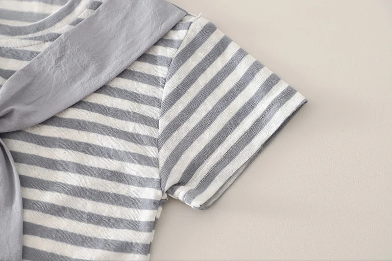 Kids Baby Boys Summer Clothes Sets Infant Kids Cotton Striped T-shirt + Denim Shorts 2Pcs Suit Children&