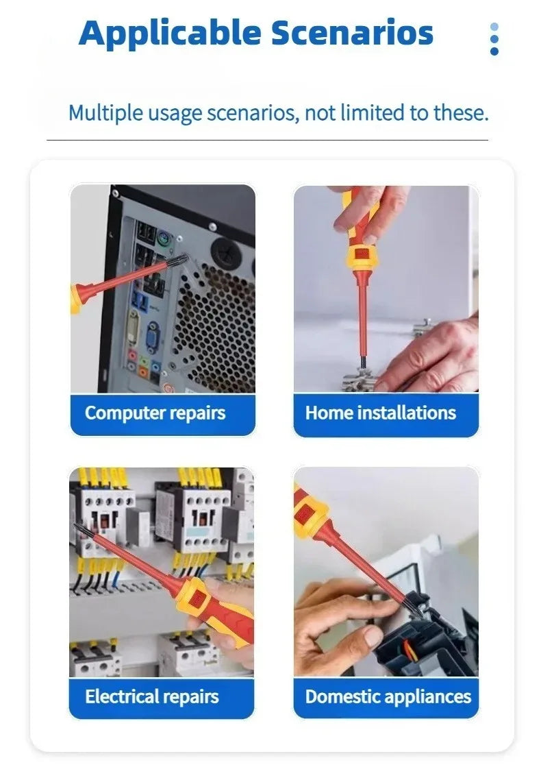 Electrician Tools Kit 13pcs Insulated Screwdriver Set Professional Changeable Repair Screw Drivers for Safety Multifunctional