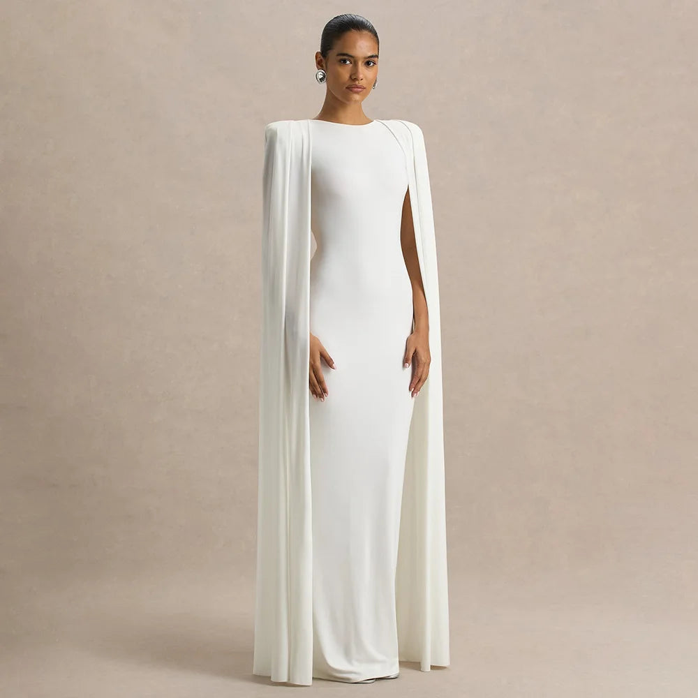 2025 New Fashion High Waist Evening Dress for Women Polyester Fabric Gathered Skirt Tight Fit Gown for Parties And Banquets