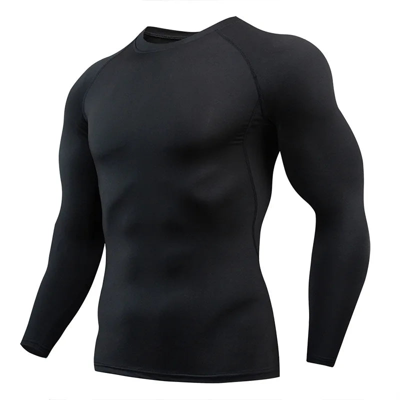 Gym Sports T-shirts for Men Long Sleeve Tights Boxing Sportswear Breathable Quick Dry Fitness Tops Male Outdoor Training Clothes