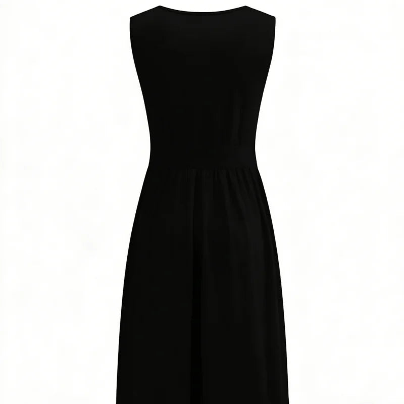 Casual Sleeveless Suspender Skirt For Women Solid Color Loose Vest Dress Slim Fit Age Reducing Summer Dress With Pockets