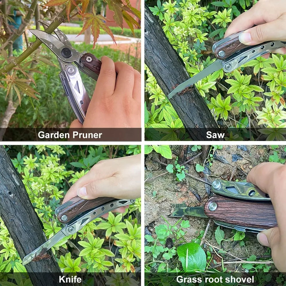 6 in 1 Gardening Heavy Duty Tools for Fresh Branches Scissors Hand Pruning Shears with Saw,Bark Shovel and Safety Lock