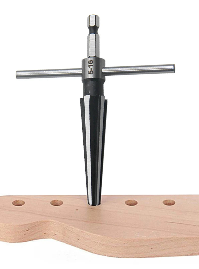 Woodwork Taper Reamer 3-13/5-16mm Wooden Board Electric Drill Hole Expanding Chamfer and Deburring Hexagonal Handle Cut Tool