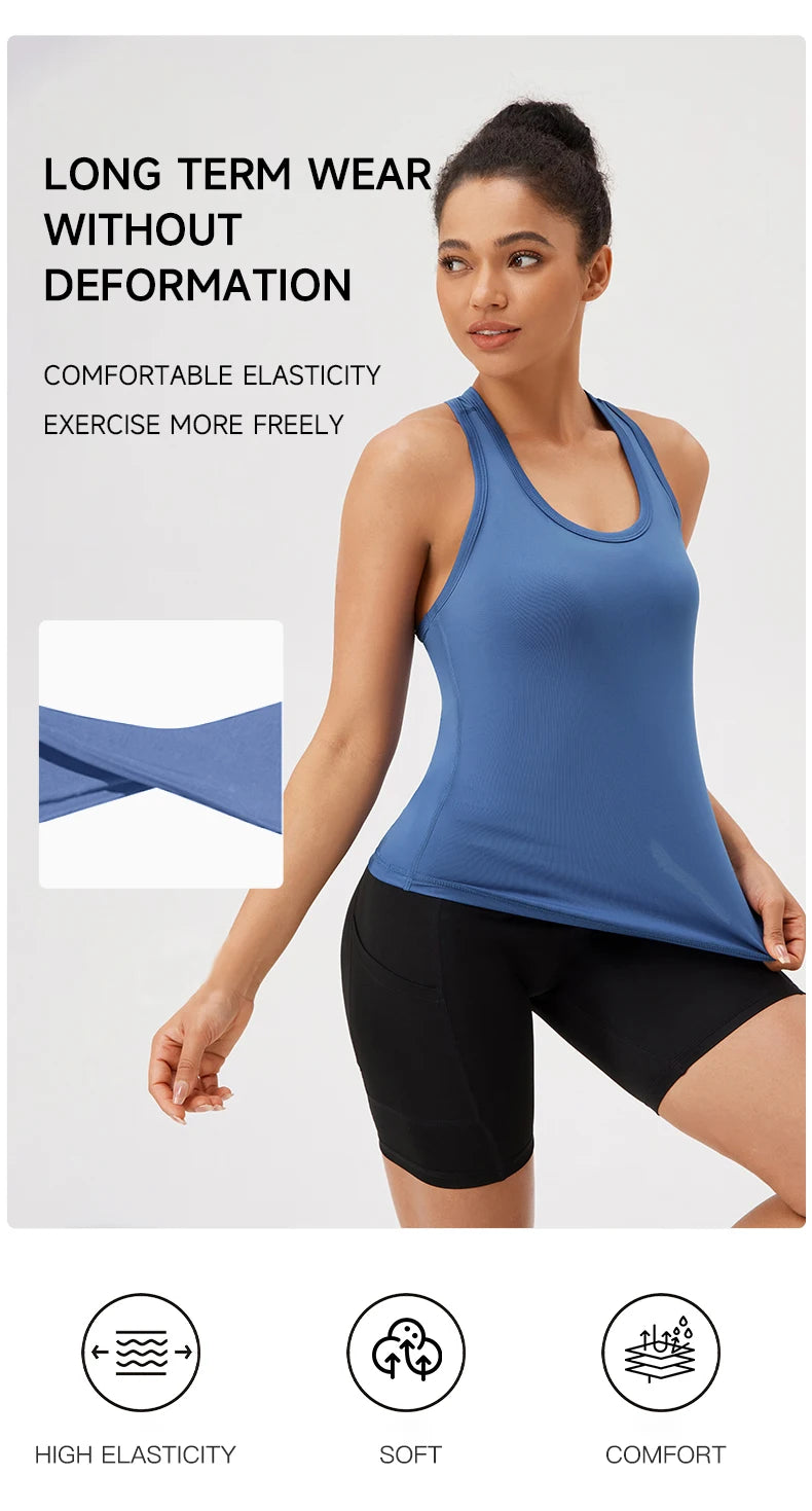 Yoga Vest Women Gym Sleeveless Sport Shirt Fitness Training Sportswear Vest Outdoor Running Sport Tank Tops