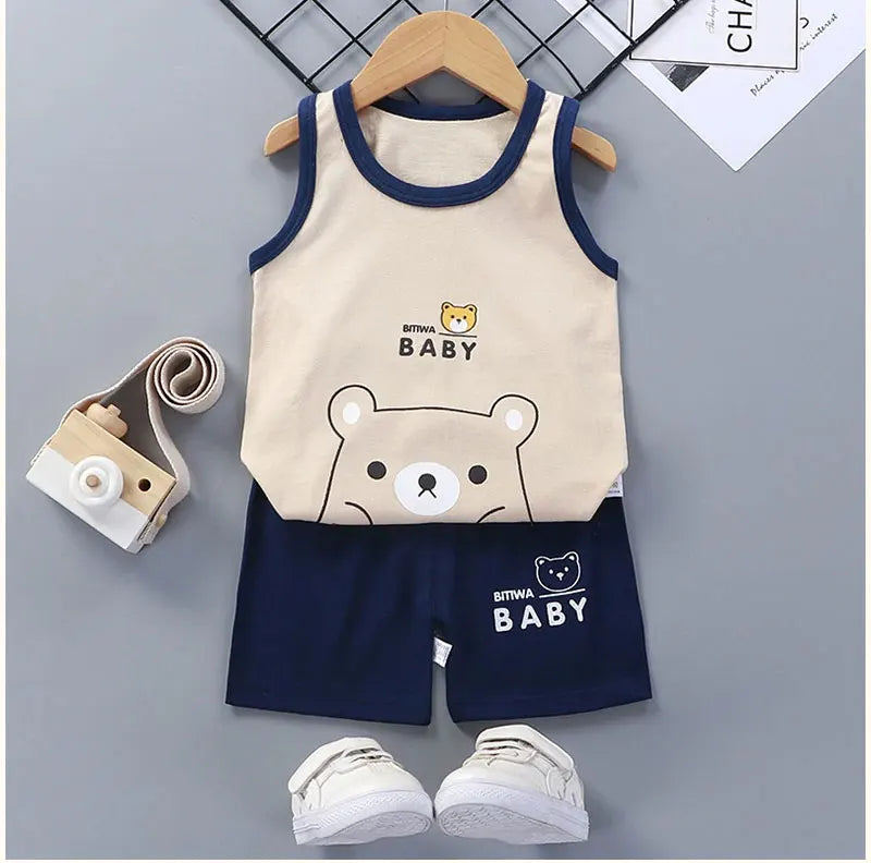 Children Sets Kids Clothes Boys Girls Vest Suit Summer Children&