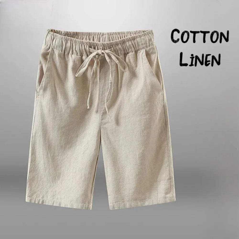 Men Shorts for Men Cotton Linen Casual Breathable Beach Shorts Men&