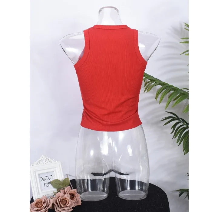 Tank Top for Women 2025 Summer New Pearl Leopard Print Small Sleeveless T-shirt Sexy Exposed Navel and Waist Color Blocked Vest