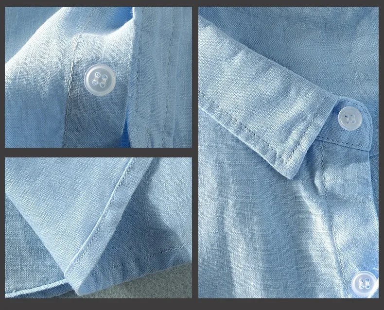 Pure Linen Short-sleeved Shirt Men&