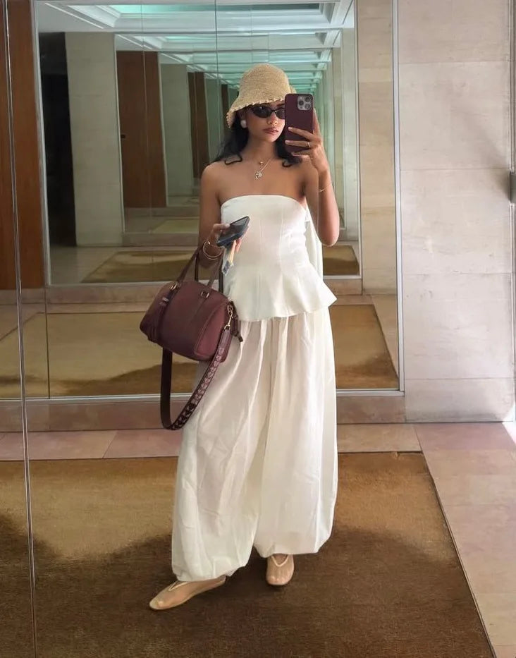 Women High Waist Wide Leg Linen Blend Casual Palazzo Pants