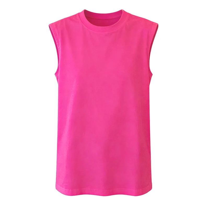 Womens Clothing Sleeveless T-shirt Summer Loose Fit Vest O-Neck Tank Top Comfortable Skin-Friendly Flattering For Everyday Style