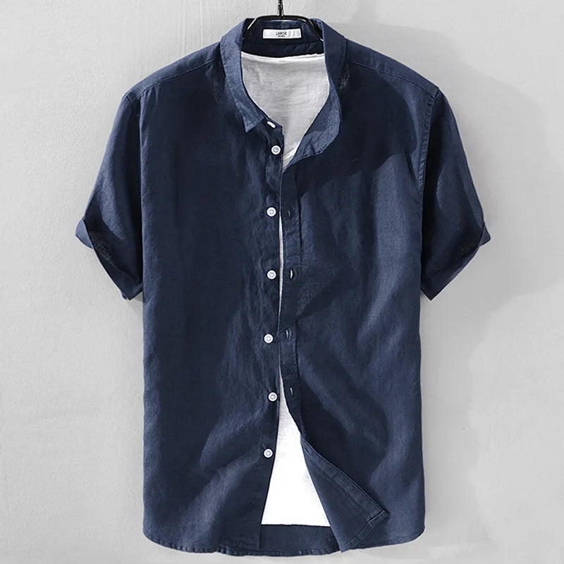 Pure Linen Short-sleeved Shirt Men&