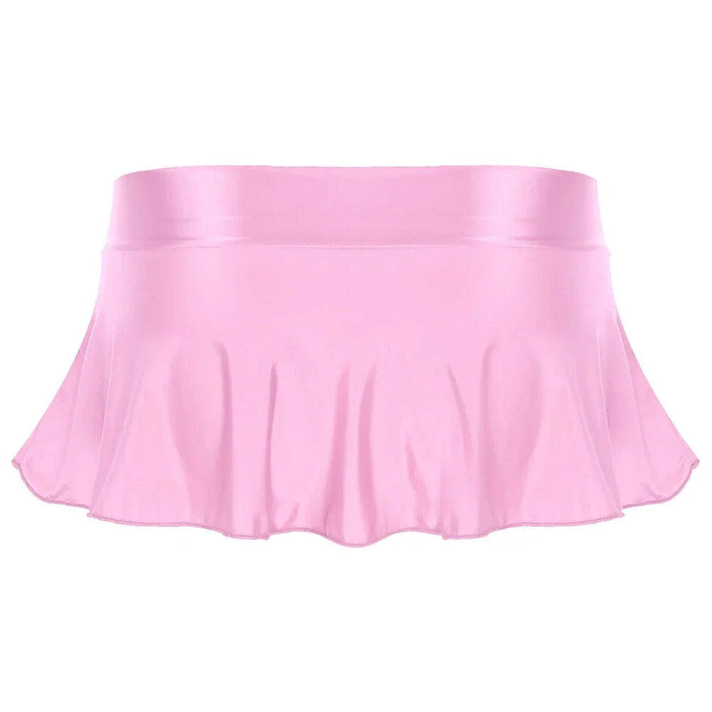 Sexy Womens Glossy Short Skirt Shiny Skater Dance Party Skirt A-line Skirt 2023 Fashion Summer Women&