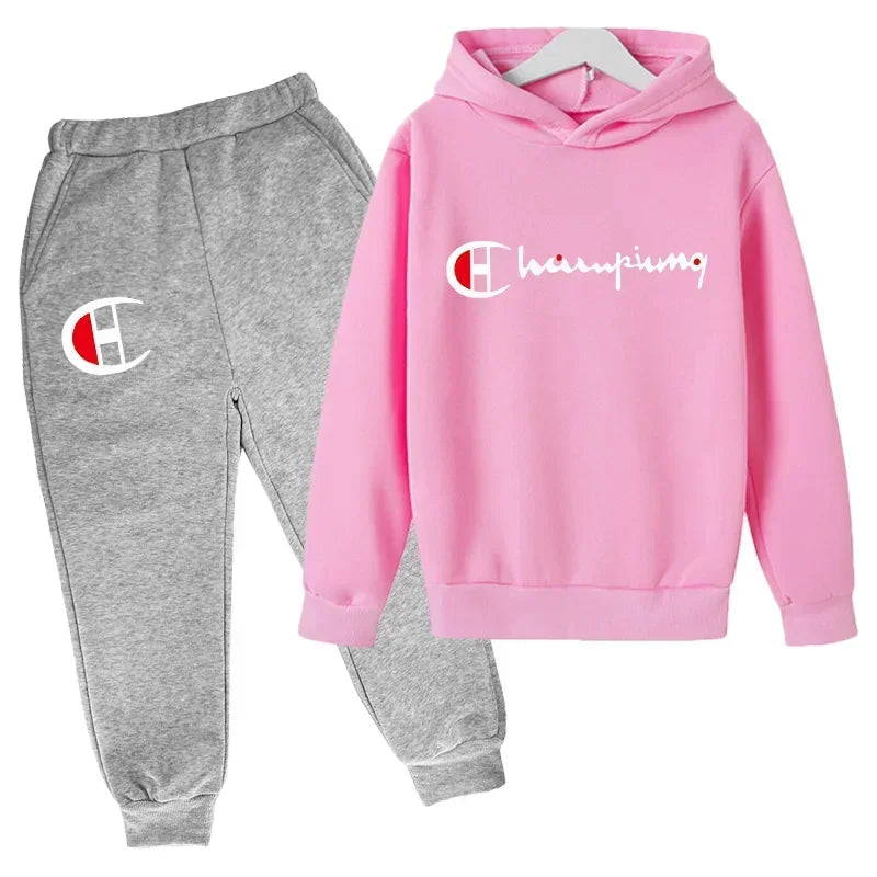 Hooded Hoodies Sweatshirts Sets Teenagers Fashion Groups of Pants Child SuitAutumn/winter Kids Clothing for Girl Boy Children&