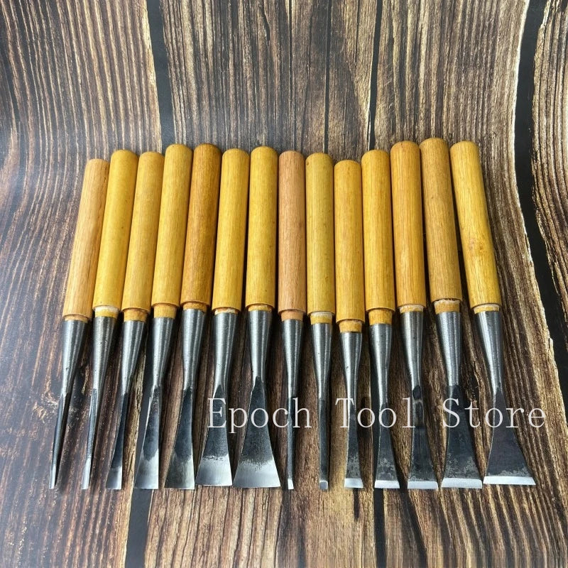 Hand Wood Carving Tools Set Woodworking Chisels with Flat Knife Round Knife for Hand-Carved Sculptures & Decorative Engraving