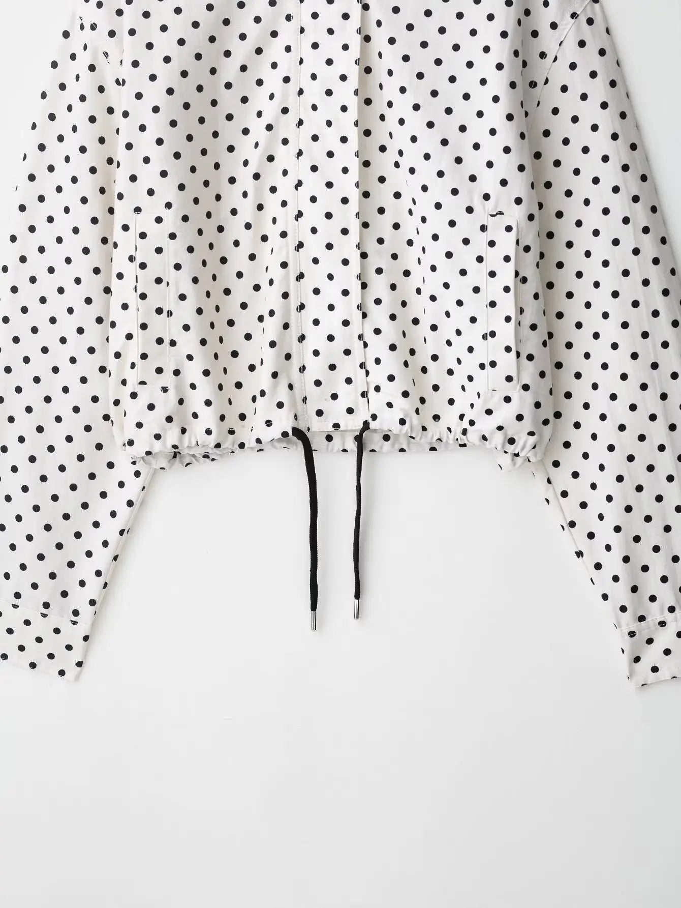 HH Women Elegant Fashion Polka Dot Pink Jacket Single Breasted High Collar Drawstring Coat Spring Lady Trend Street Outwear