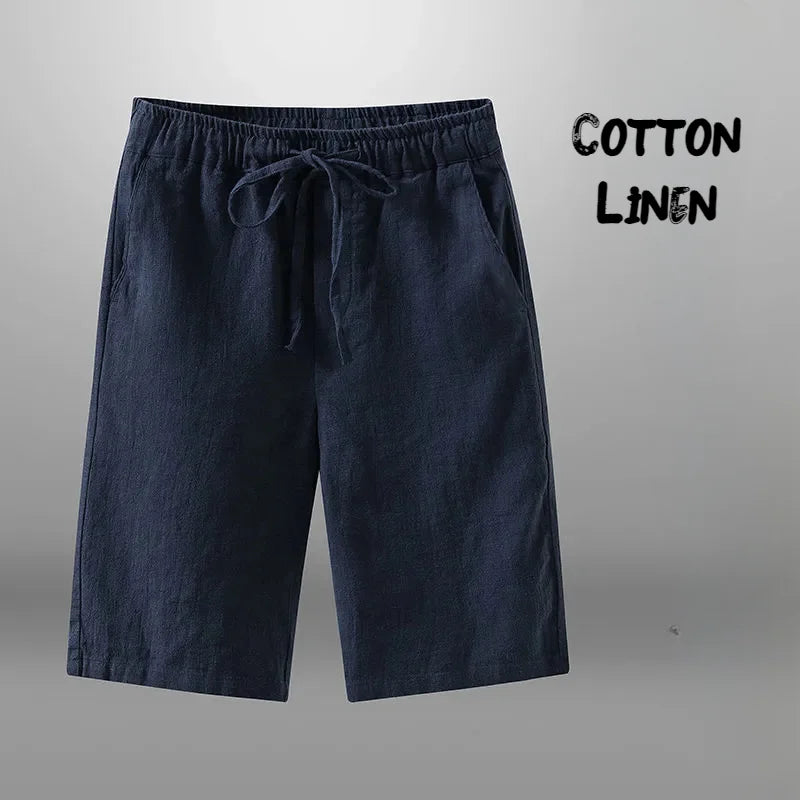 Men Shorts for Men Cotton Linen Casual Breathable Beach Shorts Men&
