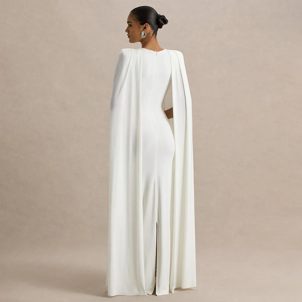 2025 New Fashion High Waist Evening Dress for Women Polyester Fabric Gathered Skirt Tight Fit Gown for Parties And Banquets