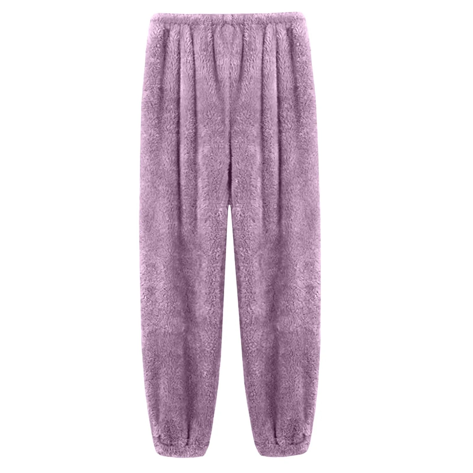 Pajamas Pants For Women Warm Winter Solid Color Sleepwear Pyjamas Plush Pants Women Nightwear Fashionable Home Wear