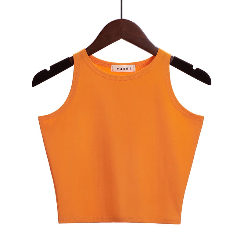 Fashion 2022 New Women Sexy Cotton Crop Top Crop Bustier Multicolor Sleeveless Cropped Blusas Vest Tank Top Camisole 14 Colors