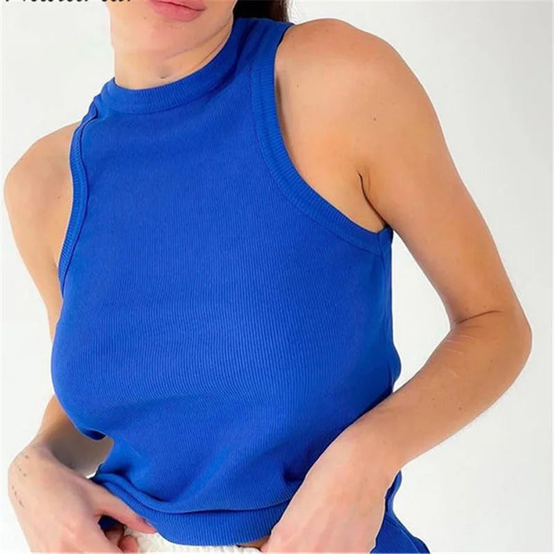 Tank Tops Women Yellow Casual Vest Sleeveless Camis Shoulder Women&