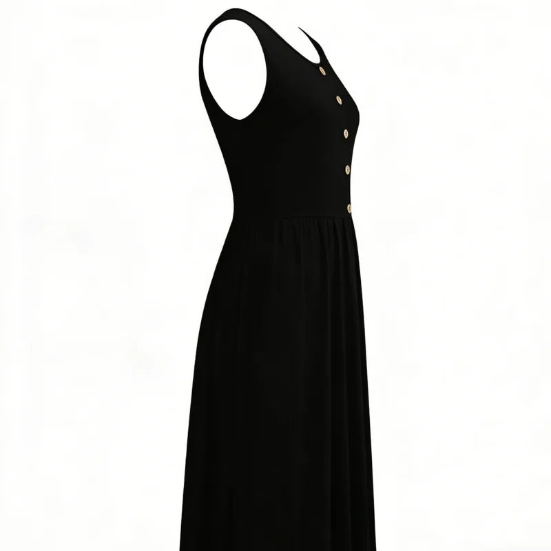 Casual Sleeveless Suspender Skirt For Women Solid Color Loose Vest Dress Slim Fit Age Reducing Summer Dress With Pockets