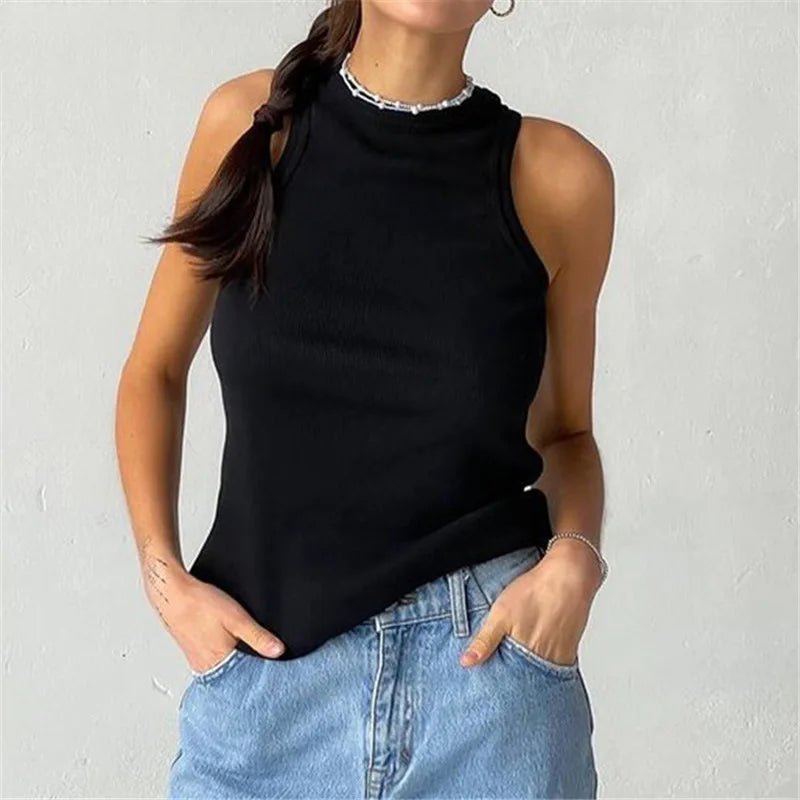 Tank Tops Women Yellow Casual Vest Sleeveless Camis Shoulder Women&