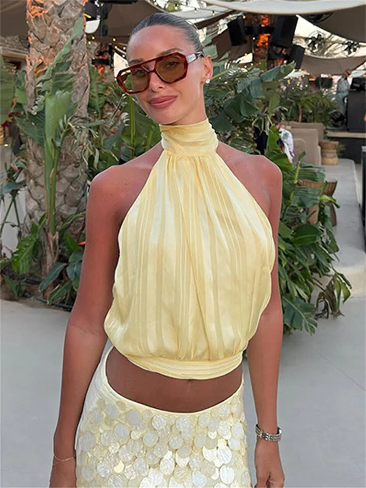 Tossy Fashion Sexy Backless Tanks Y2k Top For Women Lace-Up Sleeveless Summer 2026 New Cropped Top Female Solid Bandage Tops