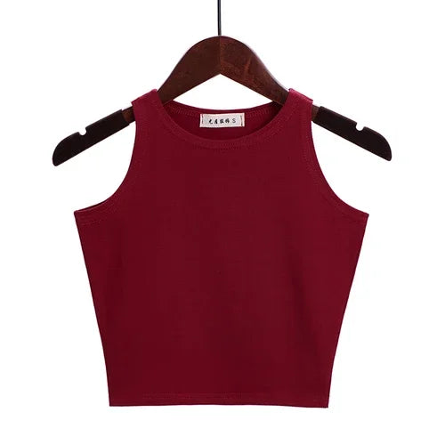 Fashion 2022 New Women Sexy Cotton Crop Top Crop Bustier Multicolor Sleeveless Cropped Blusas Vest Tank Top Camisole 14 Colors