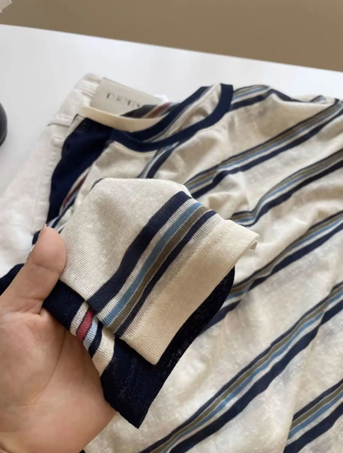 Women Clothes Spring Autumn Fashion Simplicity All-match Striped Color Blocking O-neck Ladies Appear Thin Lazy Wind Long Sleeve