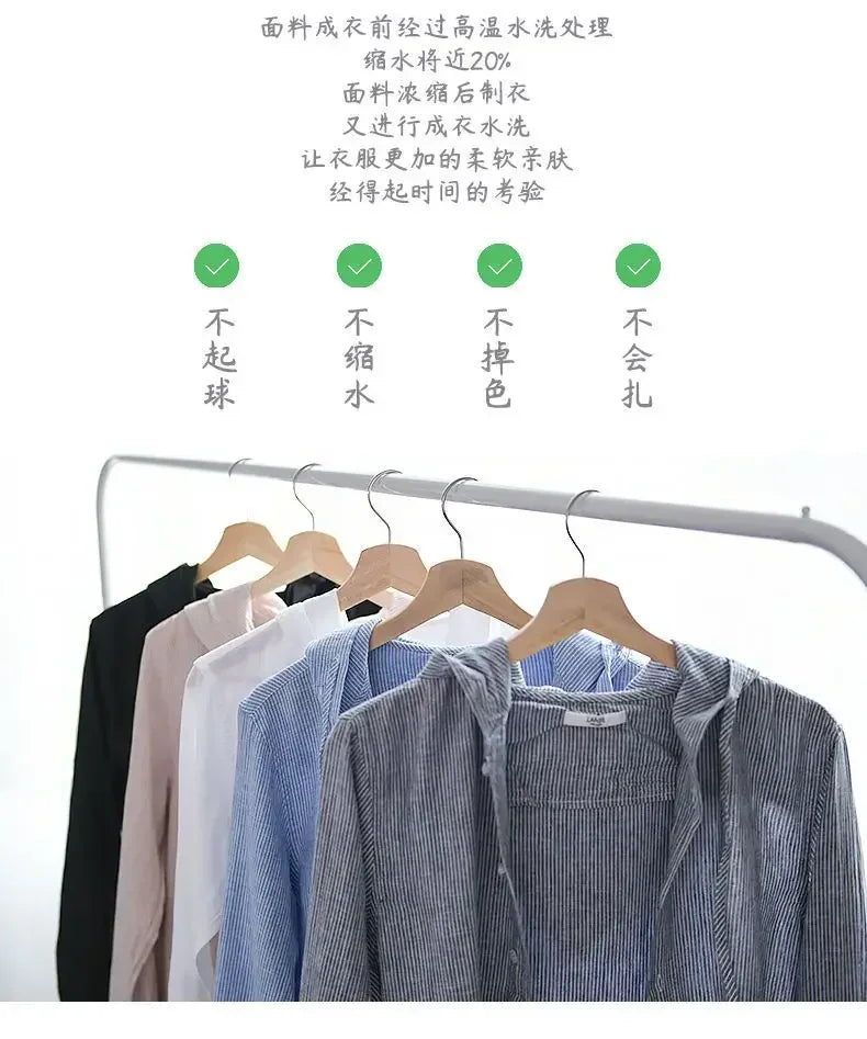 Long-sleeved Spring Summer New Solid Inen Shirt Trendy Men&