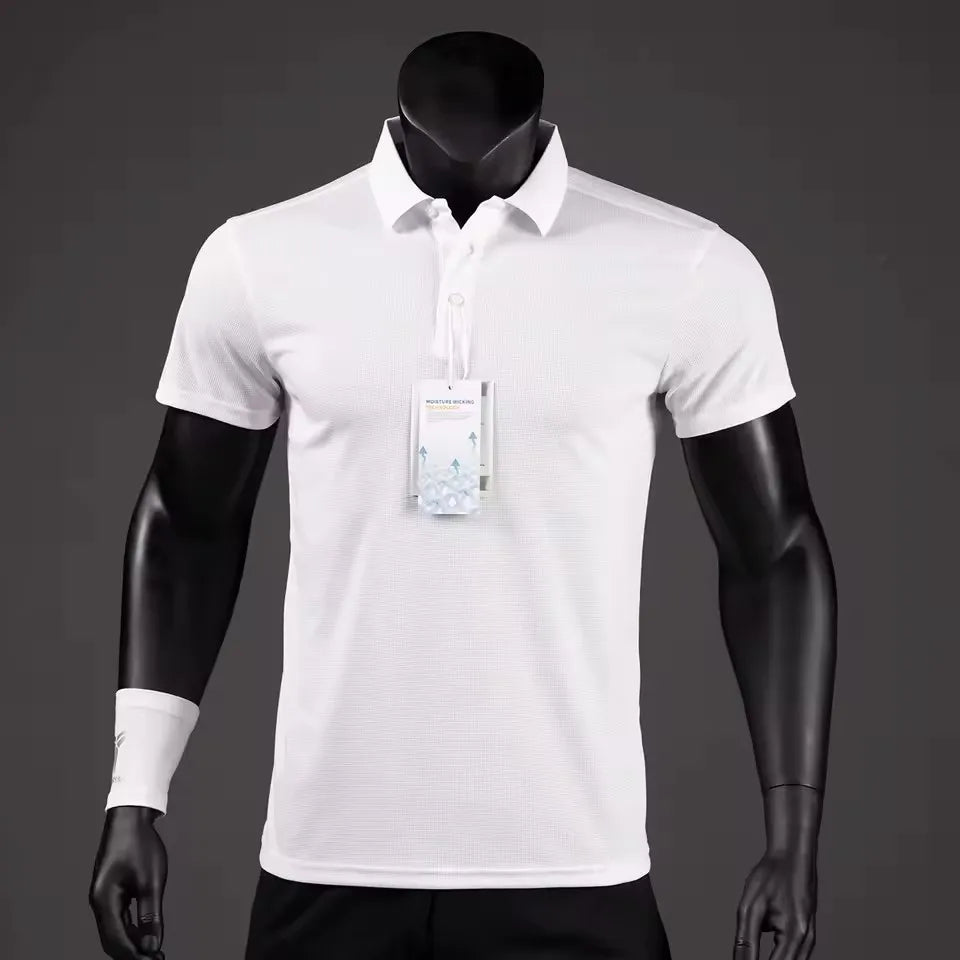 Polo Shirt Men Casual Solid Breathable Shirt Summer Sportswear Quick Dry Jerseys Tops Camisa Polo Shirts Reflective Strip Sleeve