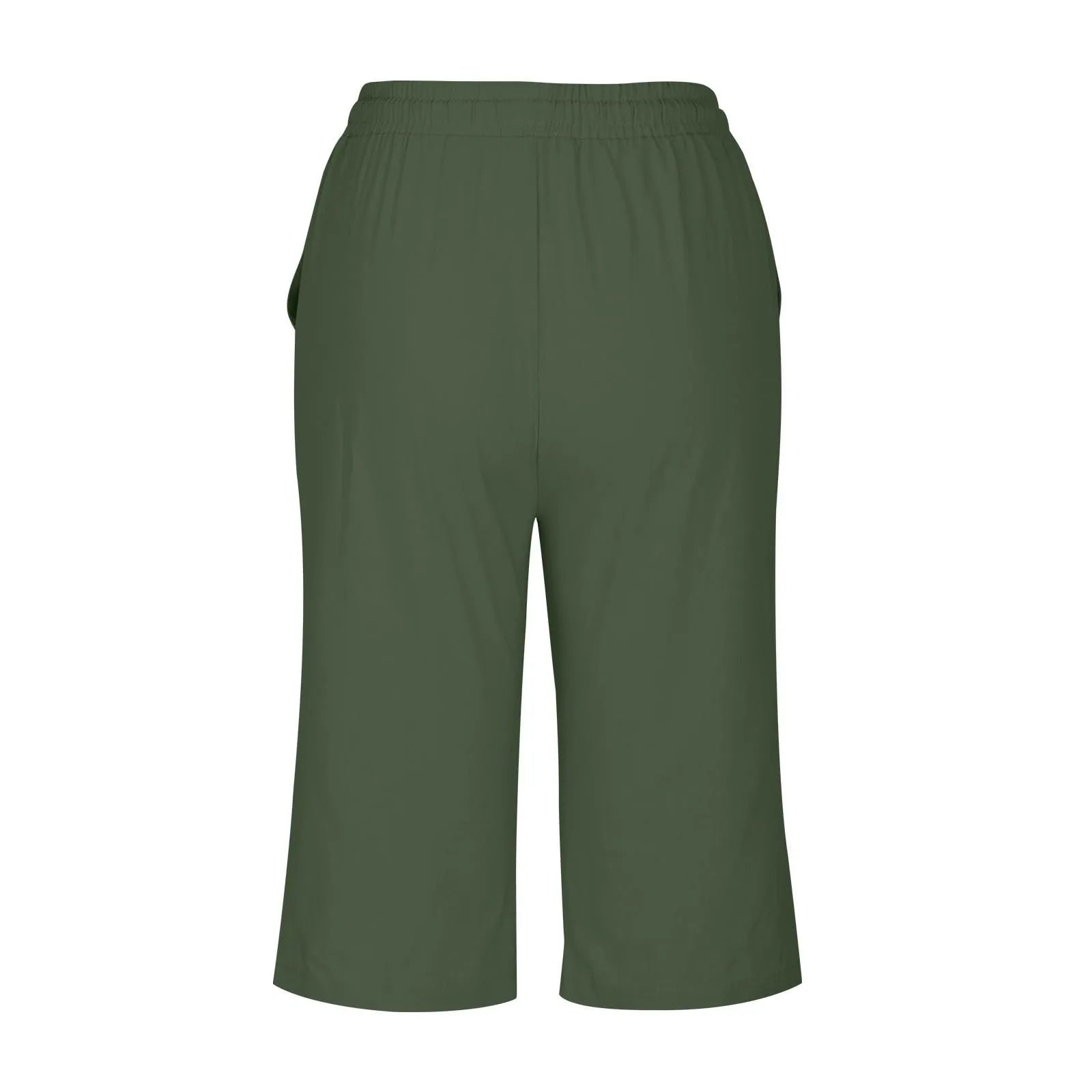 Casual Cotton Linen Pants For Female Streetwear Solid Color Wide Leg Capri Versatile Palazzo Pants Baggy Cargo Pants With Pocket