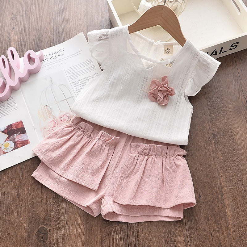 Kid Baby Girls Clothes Sets Summer Sleeveless Tops Shorts Fashion Lovely Clothing