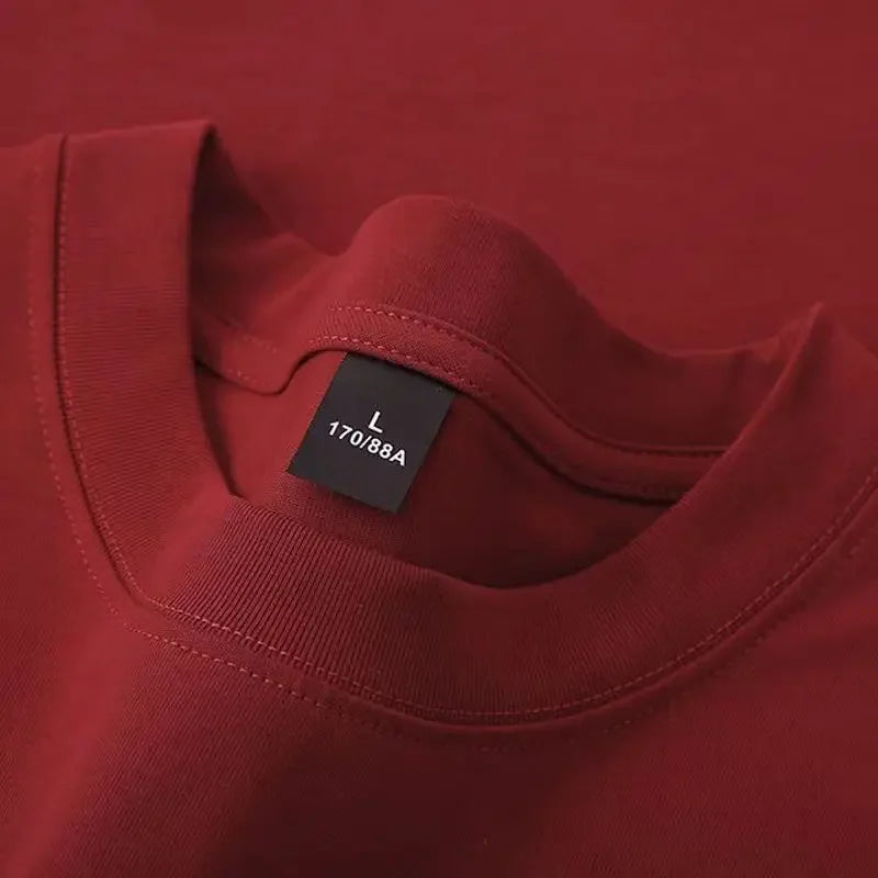 600g Cotton T-Shirts Men Short Sleeved Heavyweight Summer Round Neck Loose Breathable Shirt for Men Women Basic Tee