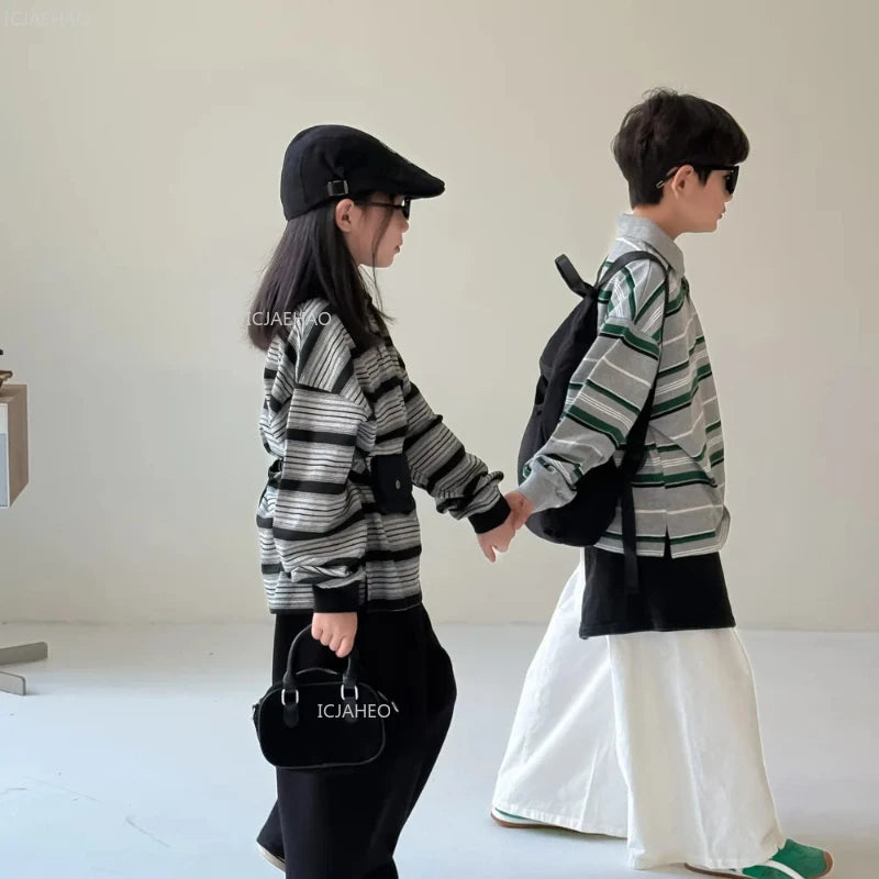 Kids Shirt Clothing Unisex Striped Long Sleeve Tops children Casual Wear Toddler Boys Girls Children Outfit Autumn Costumes