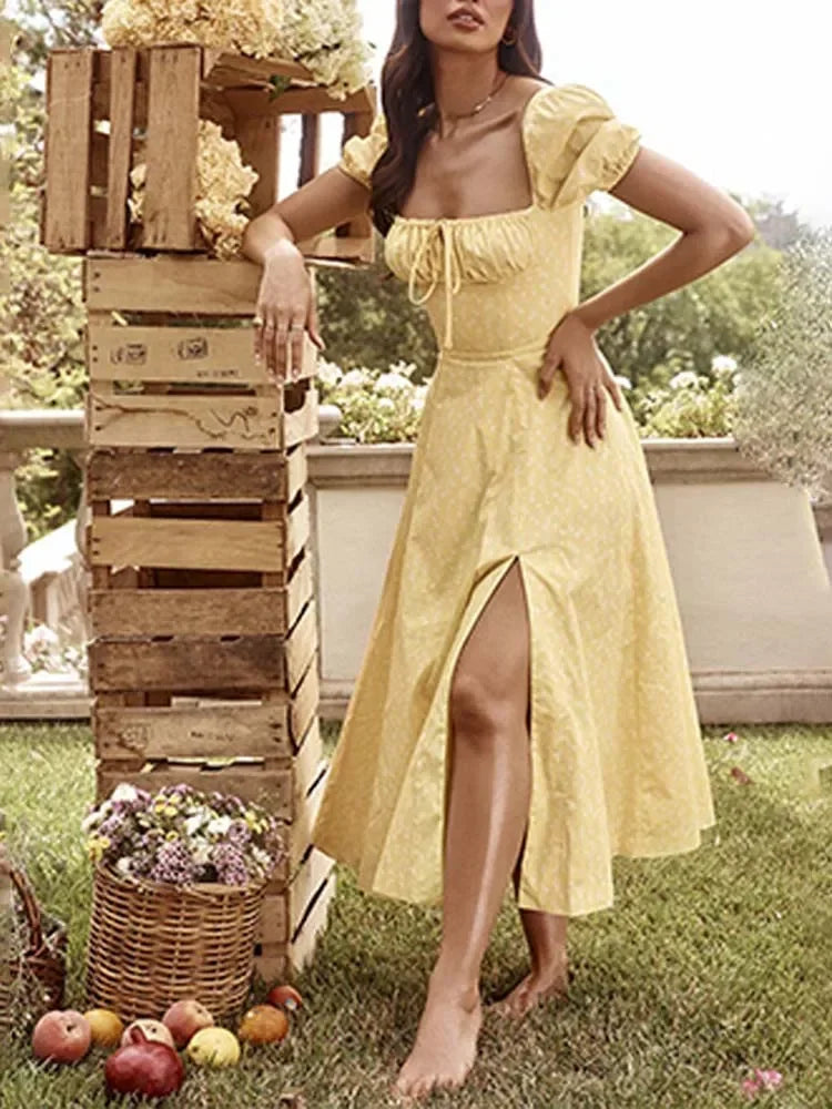2025 New Fashion Women Floral Print Elegant A Line Long Dresses Casual Spring Summer Chic Party Maxi Dress Robe Femme