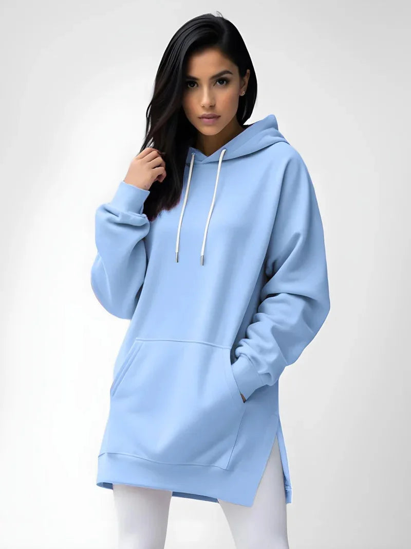Hoodies Coats Women Solid Sweatshirts Jacket Pocket Drawstring Hooded Slight Strech Loose Casual Office Lady 2025 Spring Autumn