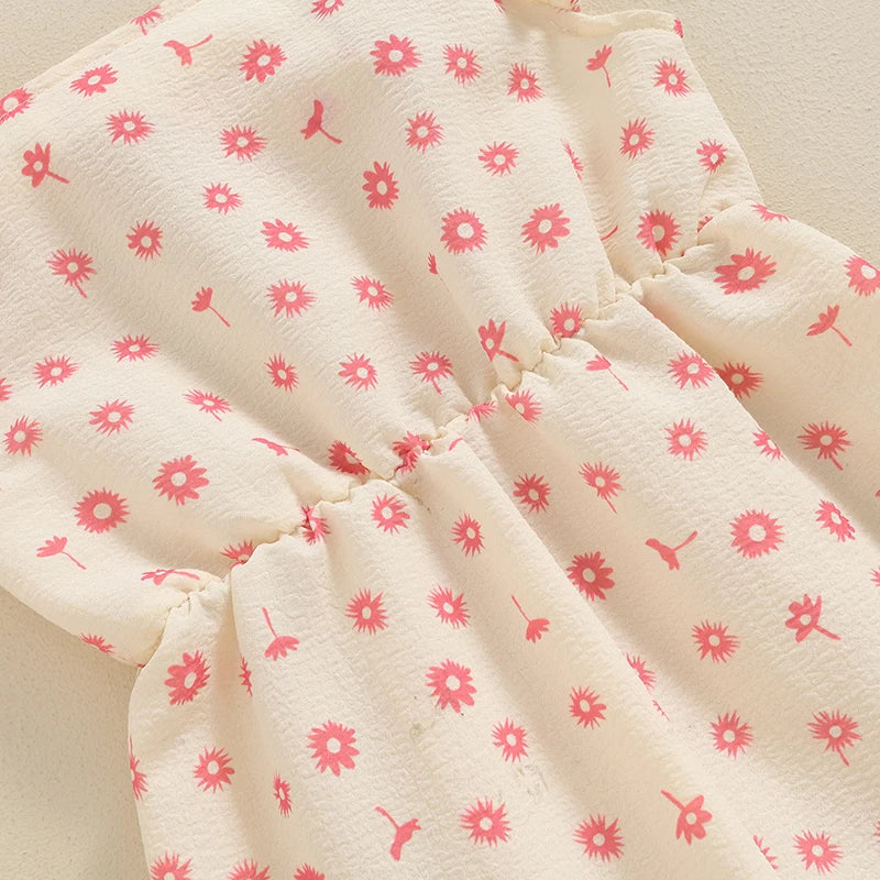 Toddler Kids Clothes Girls Summer Overalls Cotton Floral Print Backless Bowknot Rompers Jumpsuits Baby Clothing