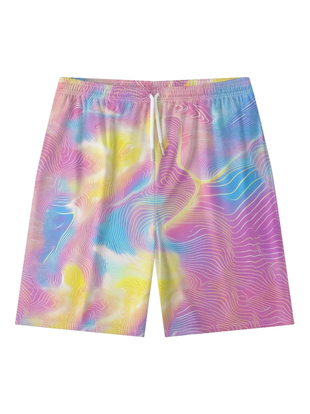 Lines Abstract Colorful Art Printed Urban Shorts Summer Essential Cool Chic Beachwear Gym Streetwear Couple All-Match Oversized