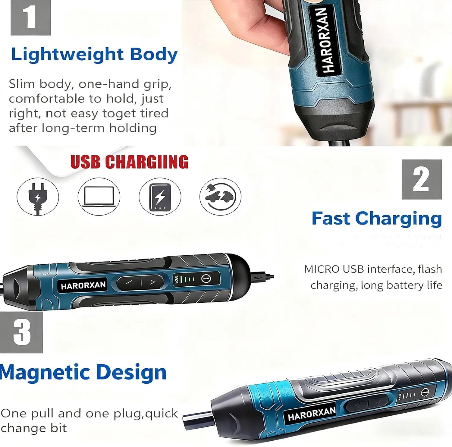 Electric Screwdriver Set with Multi-Function Torque Control, USB Rechargeable Device Maintenance, Repair and DIY Projects