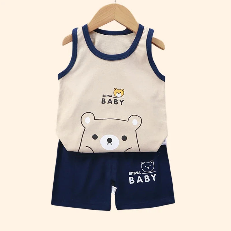 Children Sets Kids Clothes Boys Girls Vest Suit Summer Children&