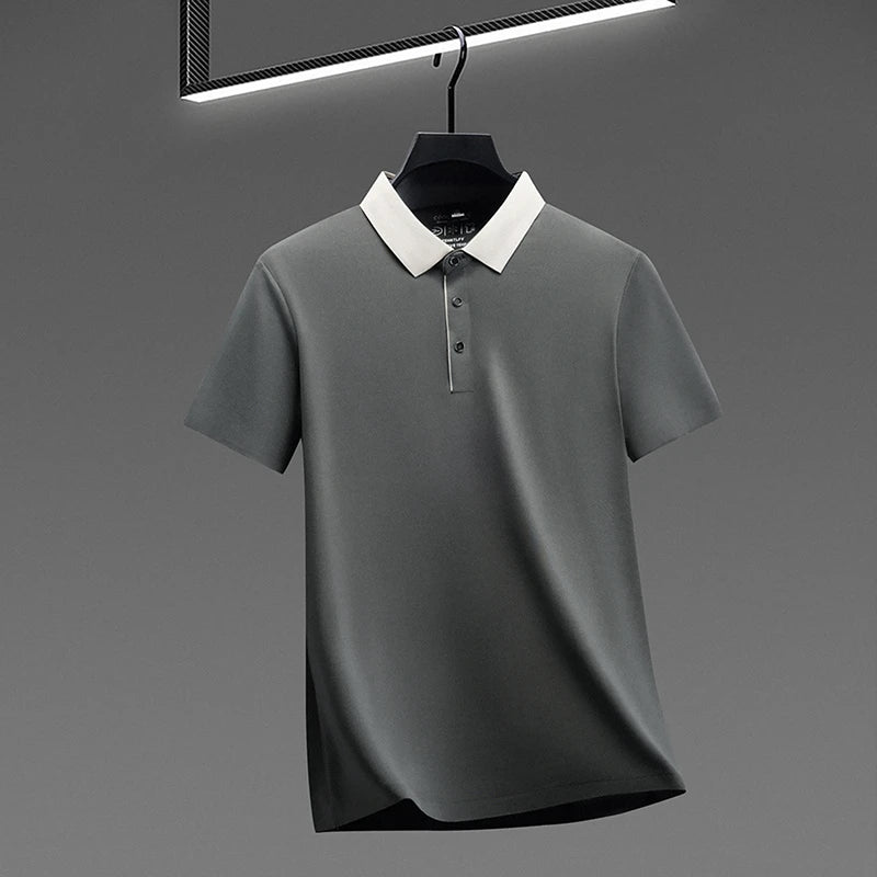 Polo Shirt for Men Short Sleeve Contrast Collar Design Soft Comfortable Fabric for Office and Casual