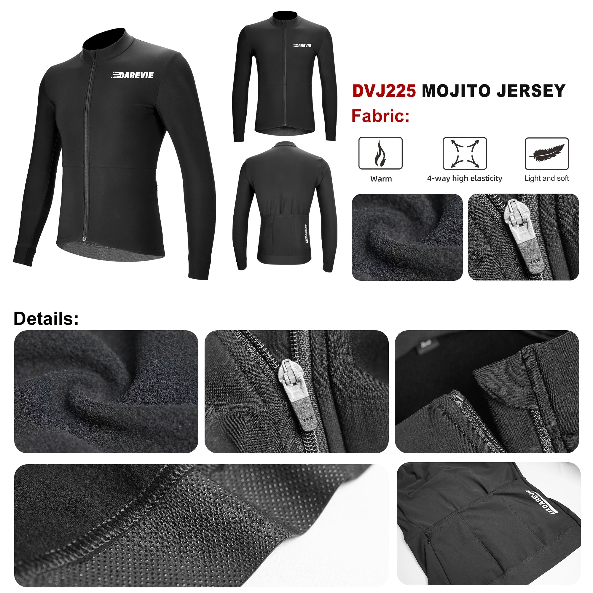 DAREVIE Cycling Jersey Winter Thermal Fleece Cycling Jersey Men Long Sleeve Hot Warm Soft Brushed Breathable Bicycle Clothing