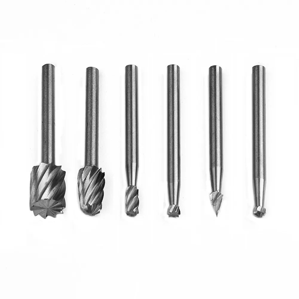 6Pcs Rotary Drill Bits Carbide Milling Cutter Rotary Tool Cut Dremel Tools Wood Metal Carving