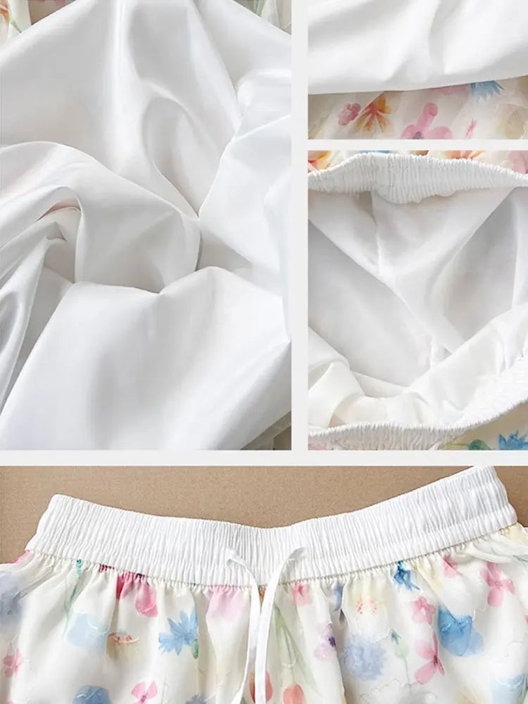 Summer French Style Floral Palazzo Pants Women High Waist Loose Boho Print Wide Leg Trousers with Drapery Comfortable & Elegant