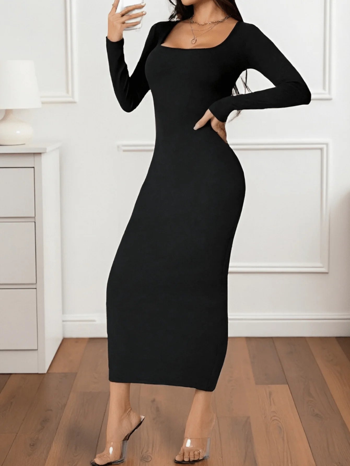 Dresses for women Summer Black casual and stylish long home dress is comfortable and breathable, suitable for wearing at home,Su