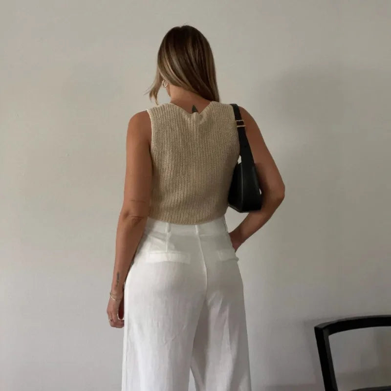 Crop Top Women Tops 2025 Kintted Sweater Vest Solid Women Summer
